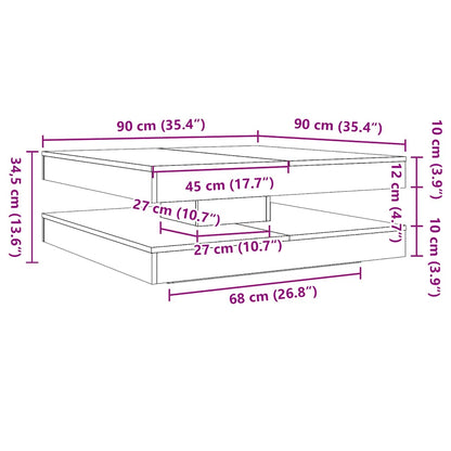 Tavolino da Caffè Girevole a 360 Gradi Rovere 90x90x34,5 cm | homemem39