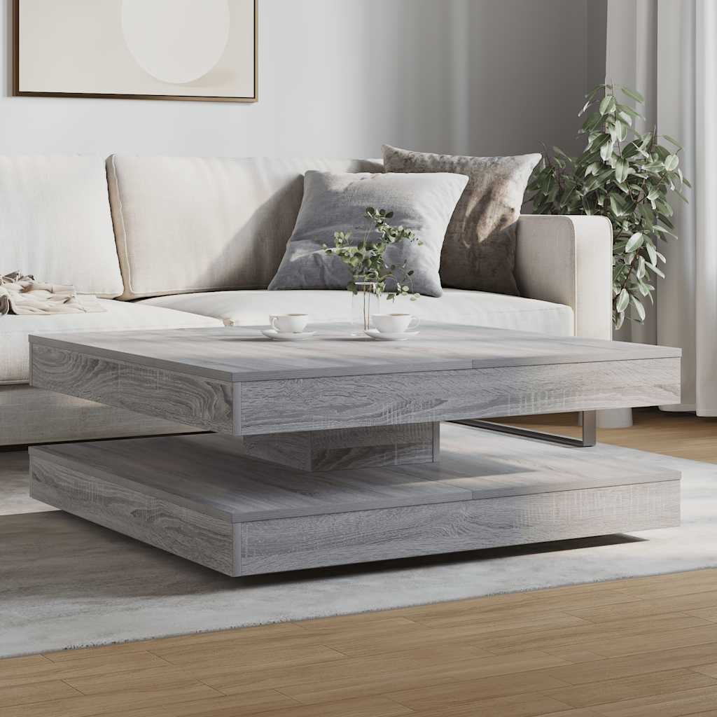 Tavolino da Caffè Girevole a 360 Gradi Grigio 90x90x34,5 cm | homemem39