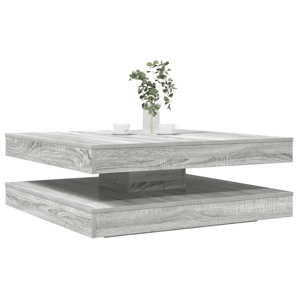 Tavolino da Caffè Girevole a 360 Gradi Grigio 90x90x34,5 cm | homemem39