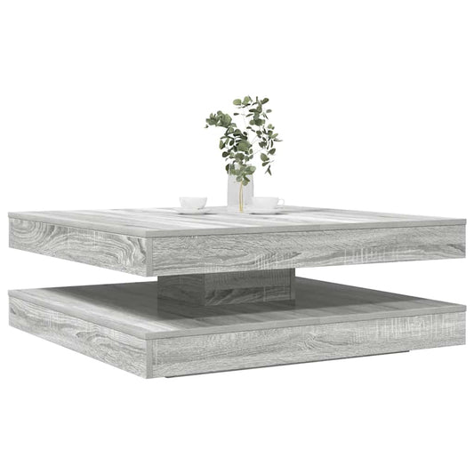 Tavolino da Caffè Girevole a 360 Gradi Grigio 90x90x34,5 cm | homemem39