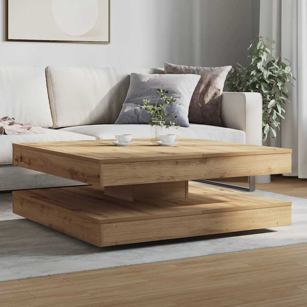 Tavolino da Caffè Girevole a 360 Gradi Artigianale 90x90x34,5cm | homemem39