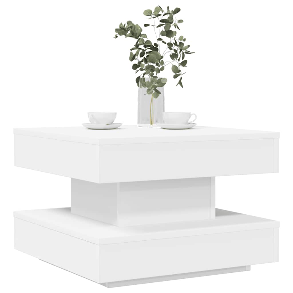 Tavolino da Caffè Girevole a 360 Gradi Bianco 50x50x34,5 cm | homemem39