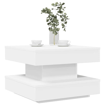 Tavolino da Caffè Girevole a 360 Gradi Bianco 50x50x34,5 cm | homemem39
