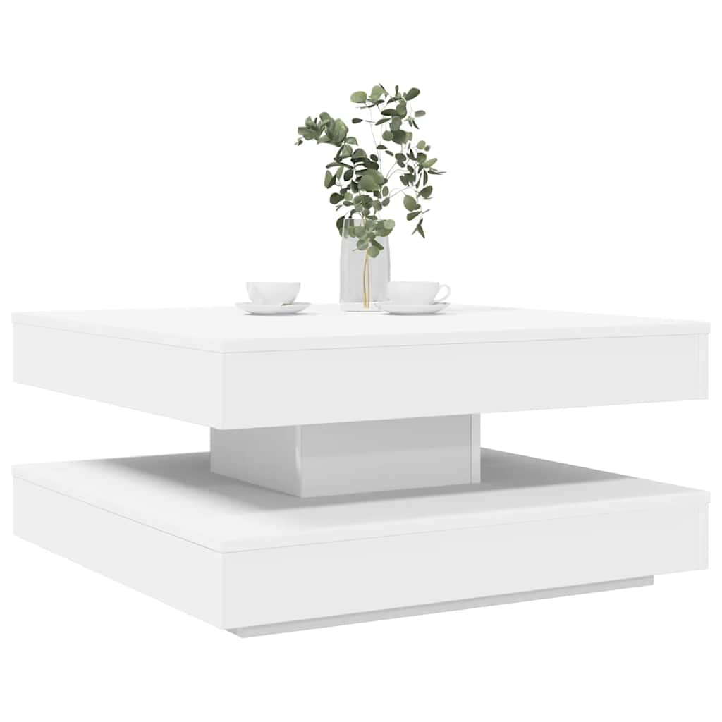 Tavolino da Caffè Girevole a 360 Gradi Bianco 70x70x34,5 cm | homemem39