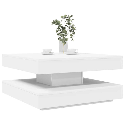 Tavolino da Caffè Girevole a 360 Gradi Bianco 70x70x34,5 cm | homemem39