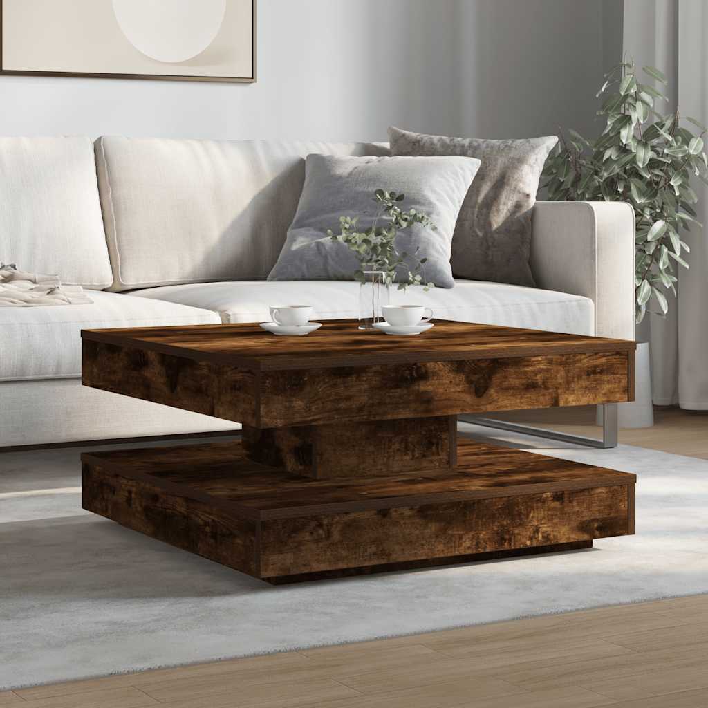 Tavolino da Caffè Girevole a 360 Gradi Rovere 70x70x34,5 cm | homemem39