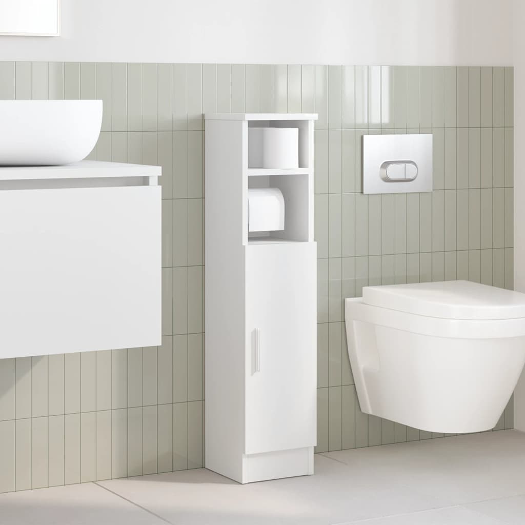 Mobile da Bagno con Portarotolo Bianco 20,5x22x90 cm | homemem39
