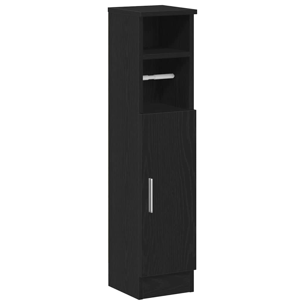 Mobile da Bagno con Portarotolo Nero 20,5x22x90 cm | homemem39