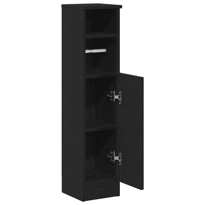 Mobile da Bagno con Portarotolo Nero 20,5x22x90 cm | homemem39