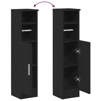 Mobile da Bagno con Portarotolo Nero 20,5x22x90 cm | homemem39