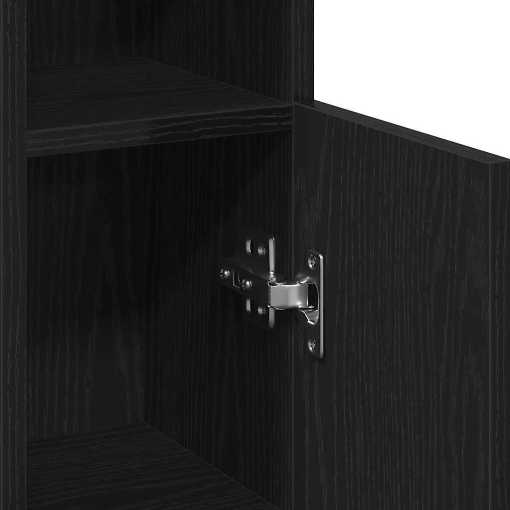 Mobile da Bagno con Portarotolo Nero 20,5x22x90 cm | homemem39