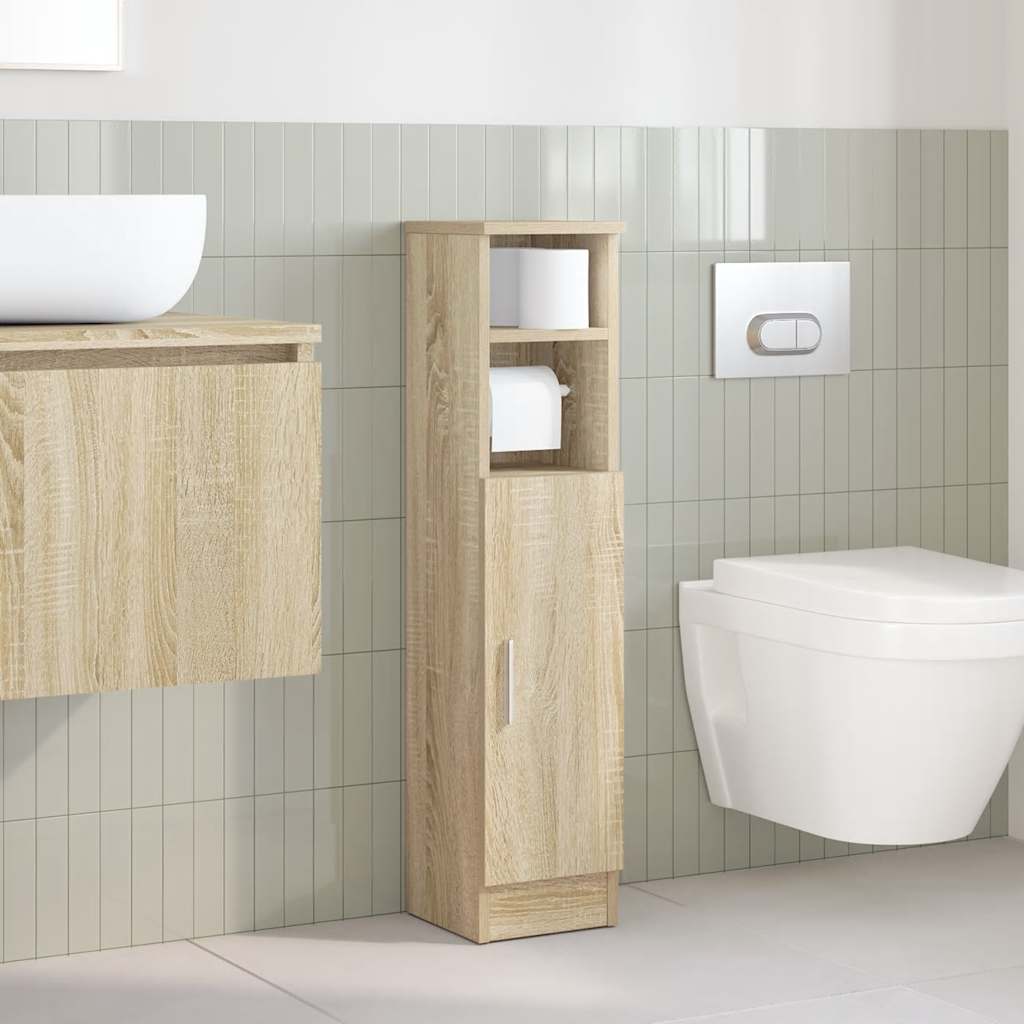 Mobile da Bagno con Portarotolo Rovere Sonoma 20,5x22x90 cm