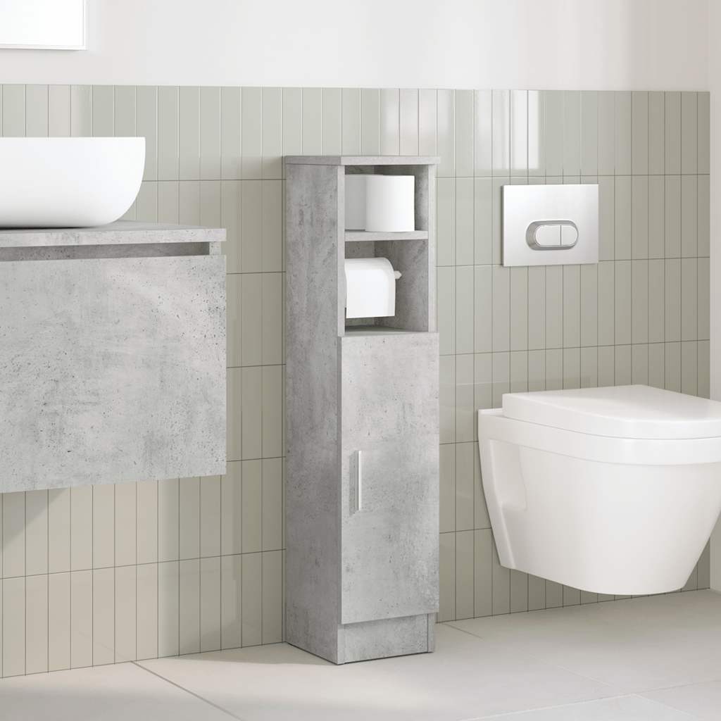 Mobile da Bagno con Portarotolo Grigio Cemento 20,5x22x90 cm | homemem39