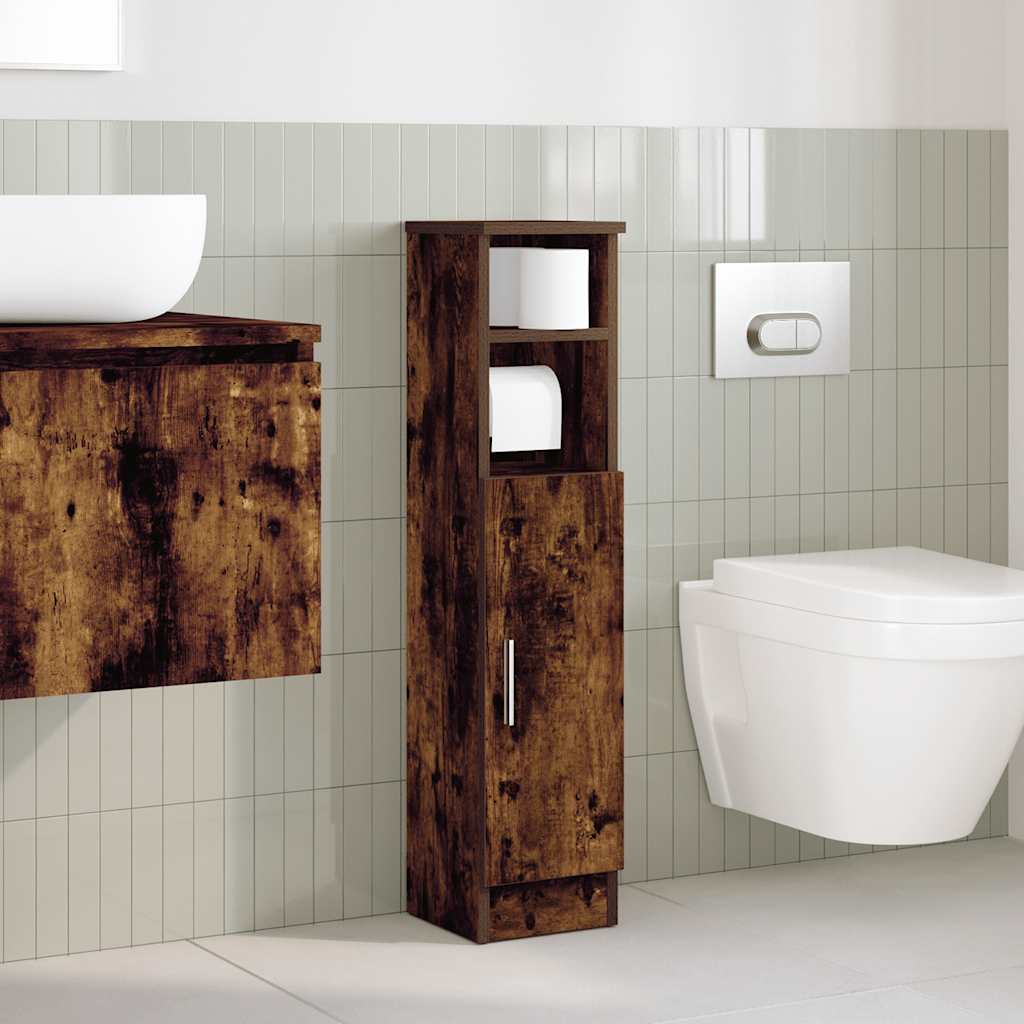 Mobile da Bagno con Portarotolo Rovere Fumo 20,5x22x90 cm | homemem39
