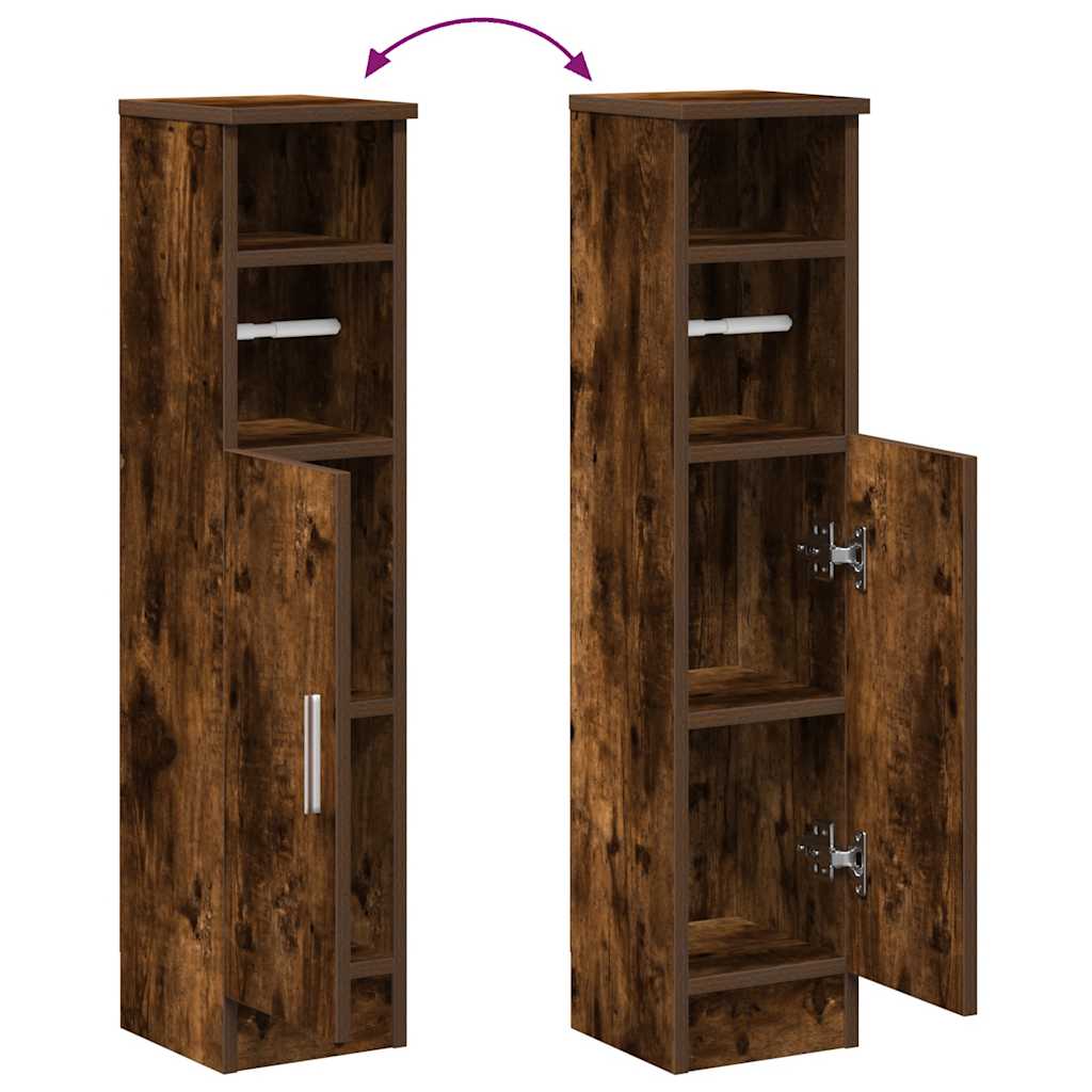 Mobile da Bagno con Portarotolo Rovere Fumo 20,5x22x90 cm | homemem39