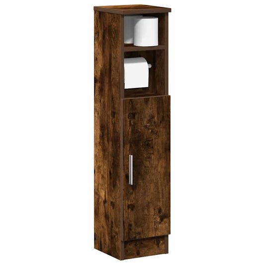 Mobile da Bagno con Portarotolo Rovere Fumo 20,5x22x90 cm | homemem39