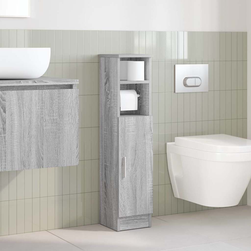 Mobile da Bagno con Portarotolo Grigio Sonoma 20,5x22x90 cm | homemem39