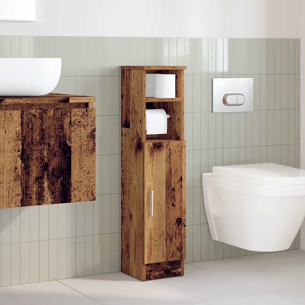 Mobile da Bagno con Portarotolo Legno Antico 20,5x22x90 cm | homemem39