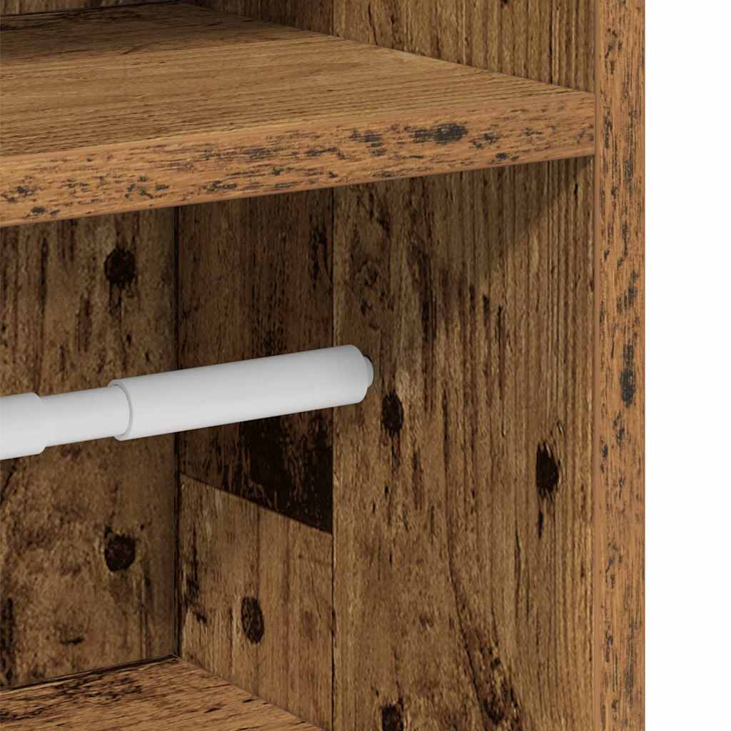 Mobile da Bagno con Portarotolo Legno Antico 20,5x22x90 cm | homemem39