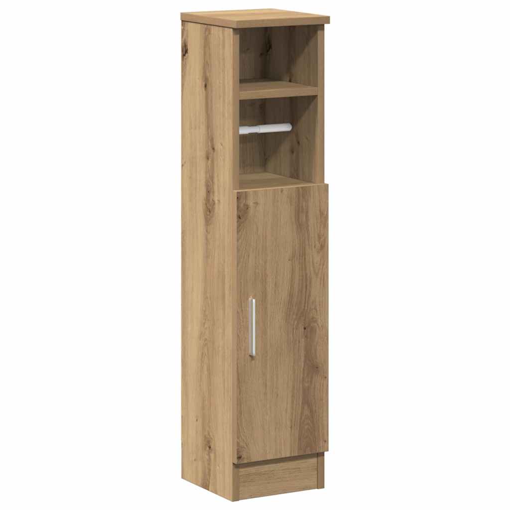 Mobile da Bagno con Portarotolo Rovere Artigianale 20,5x22x90cm | homemem39