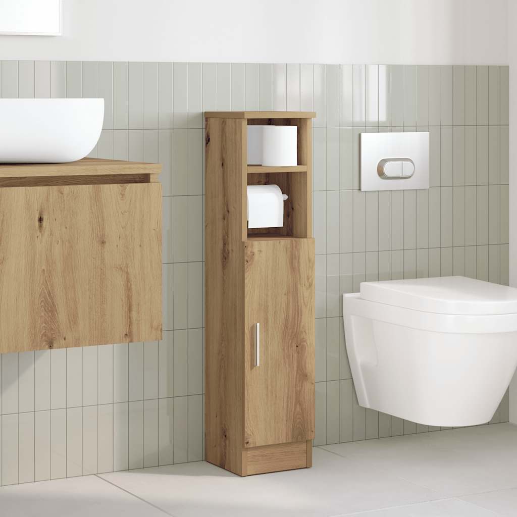 Mobile da Bagno con Portarotolo Rovere Artigianale 20,5x22x90cm | homemem39