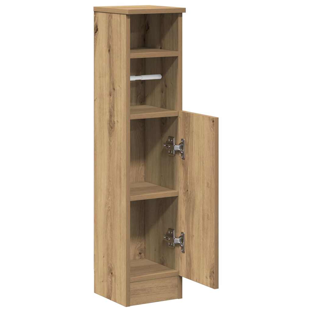 Mobile da Bagno con Portarotolo Rovere Artigianale 20,5x22x90cm | homemem39