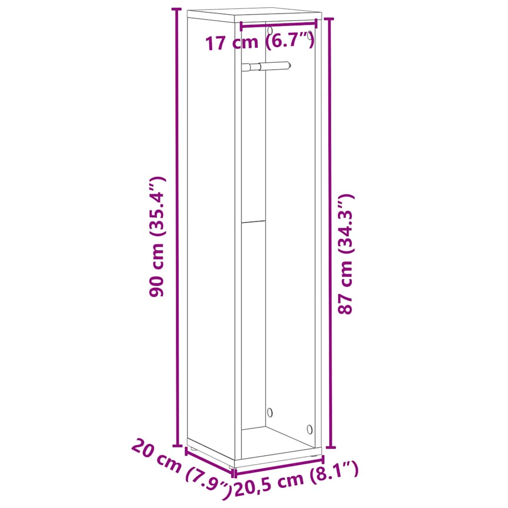 Mobile da Bagno con Portarotolo Bianco 20,5x20x90 cm | homemem39