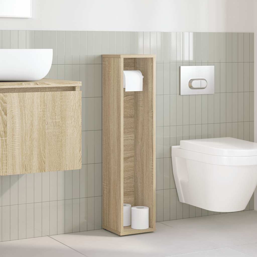 Mobile da Bagno con Portarotolo Rovere Sonoma 20,5x20x90 cm | homemem39