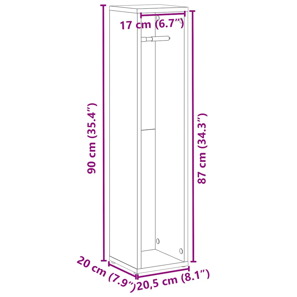 Mobile da Bagno con Portarotolo Rovere Sonoma 20,5x20x90 cm | homemem39