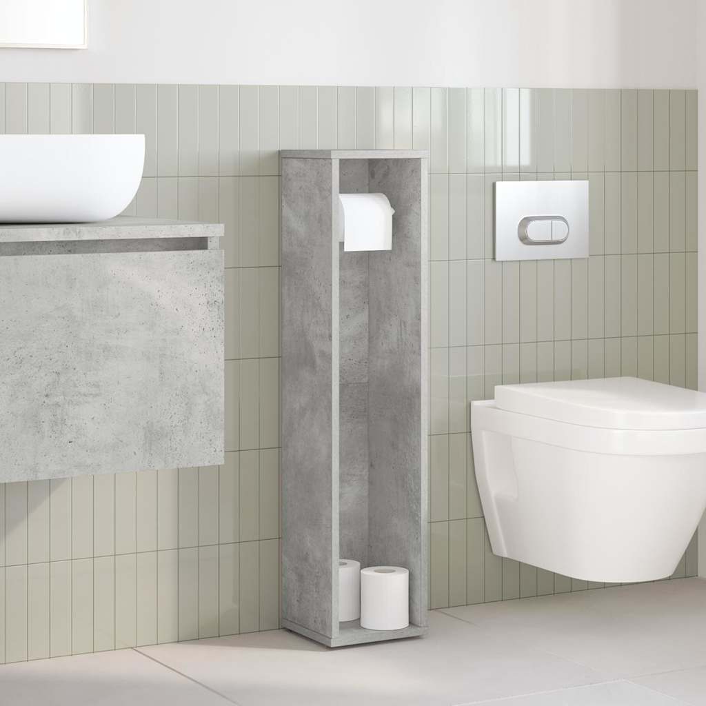 Mobiletto da bagno con portarotolo Grigio cemento 20,5x20x90 cm | homemem39