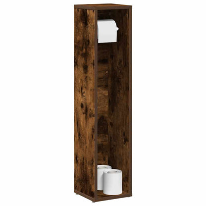 Mobiletto da bagno con portarotolo rovere affumicato 20,5x20x90 cm | homemem39