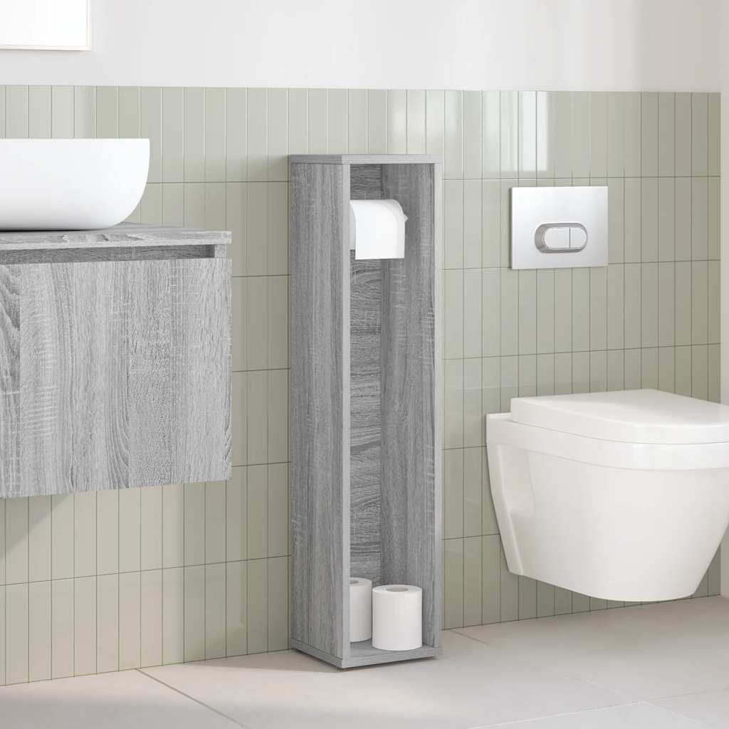 Mobiletto da bagno con portarotolo Grigio Sonoma 20,5x20x90 cm | homemem39