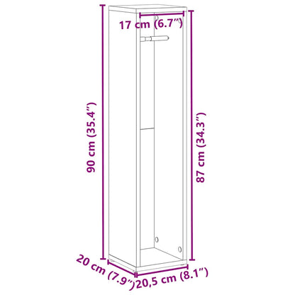 Mobiletto da bagno con portarotolo rovere Marrone 20,5x20x90 cm | homemem39
