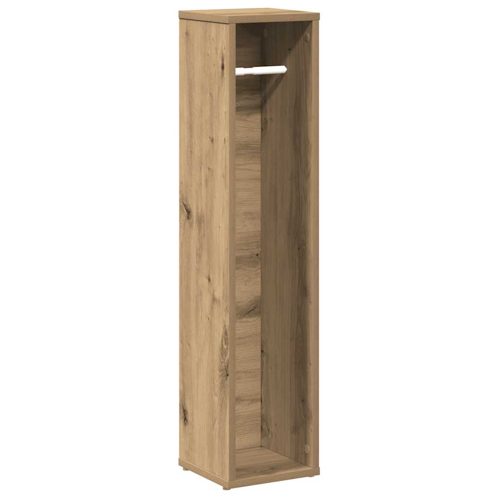 Mobiletto da bagno con portarotolo finitura rovere artigianale 20,5x20x90 cm | homemem39
