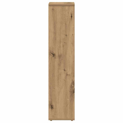 Mobiletto da bagno con portarotolo finitura rovere artigianale 20,5x20x90 cm | homemem39