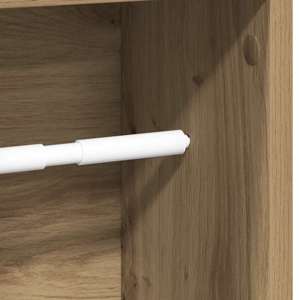 Mobiletto da bagno con portarotolo finitura rovere artigianale 20,5x20x90 cm | homemem39