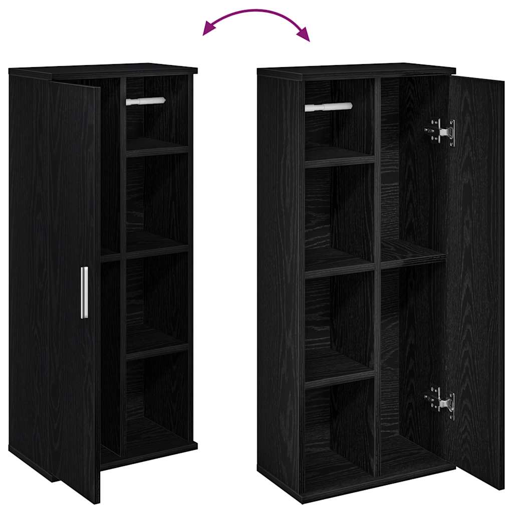 Mobile da Bagno con Portarotolo Nero 39x22x90 cm | homemem39