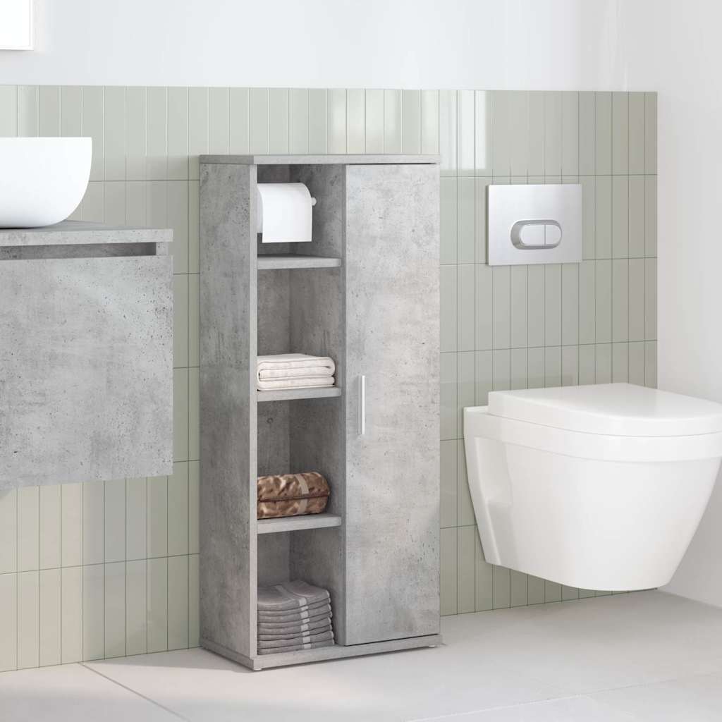 Mobile da Bagno con Portarotolo Grigio Cemento 39x22x90 cm | homemem39