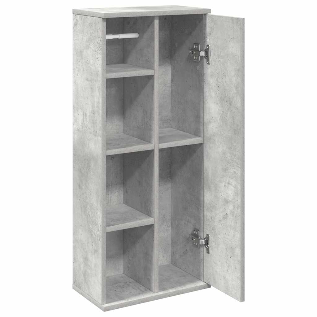 Mobile da Bagno con Portarotolo Grigio Cemento 39x22x90 cm | homemem39