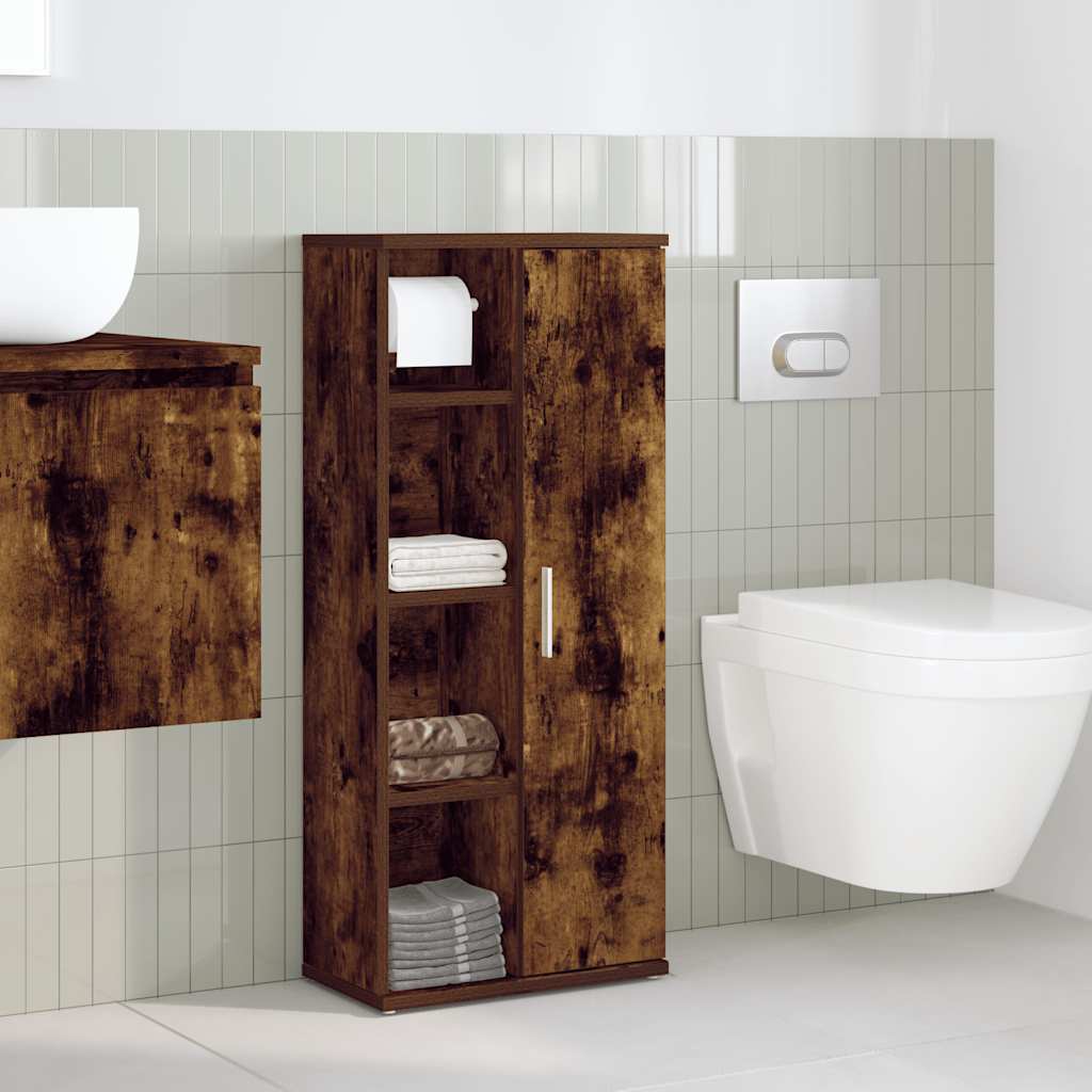 Mobile da Bagno con Portarotolo Rovere Fumo 39x22x90 cm | homemem39