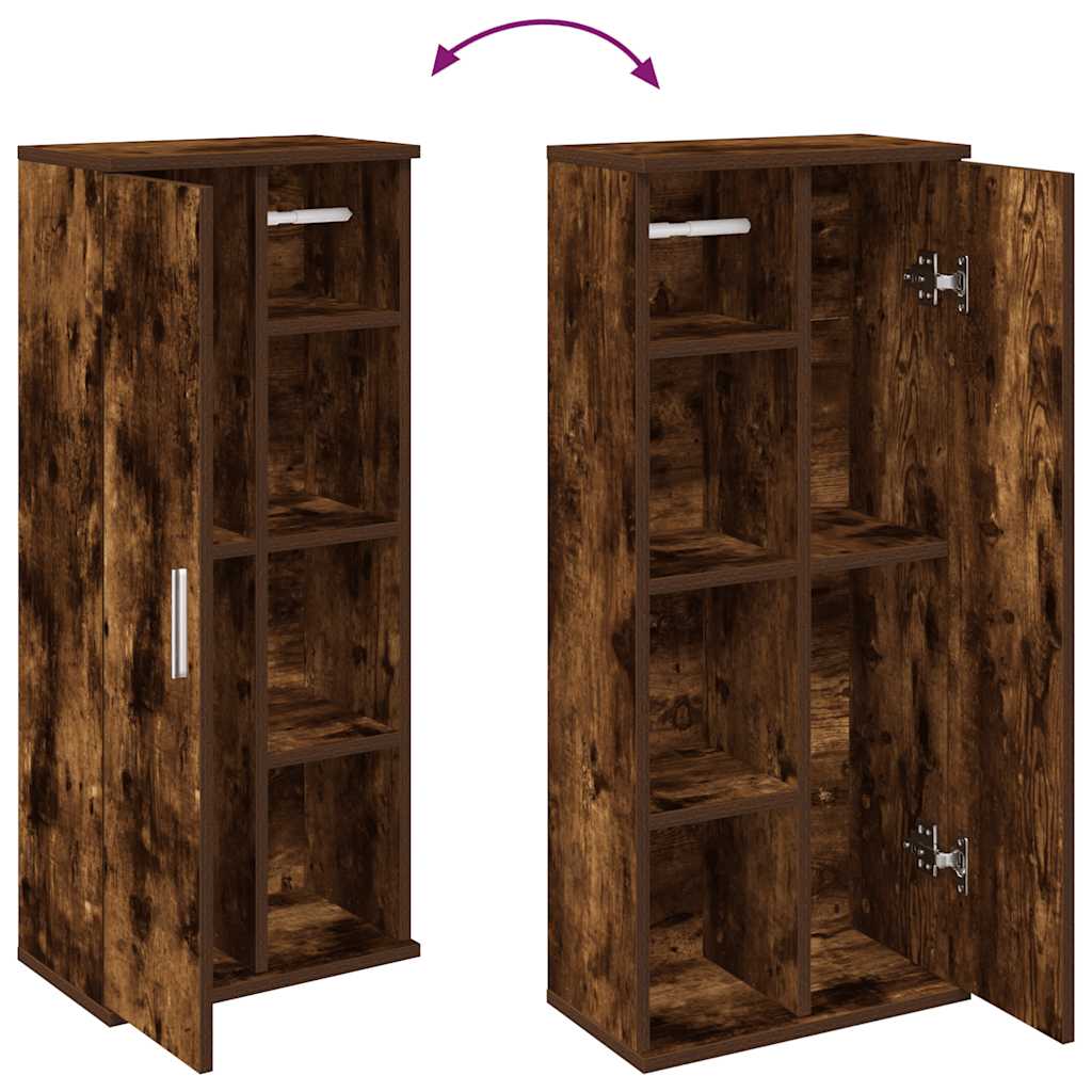 Mobile da Bagno con Portarotolo Rovere Fumo 39x22x90 cm | homemem39