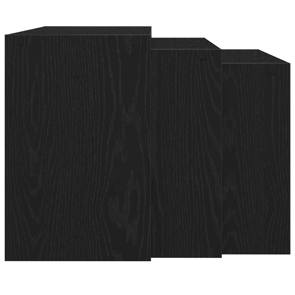 Tavolini Impilabili 3 pz Neri in Legno Multistrato | homemem39