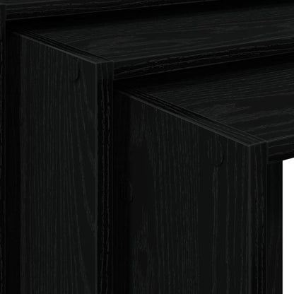 Tavolini Impilabili 3 pz Neri in Legno Multistrato | homemem39
