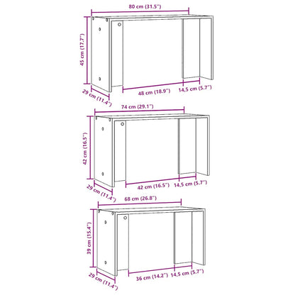 Tavolini Impilabili 3 pz Neri in Legno Multistrato | homemem39