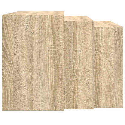 Tavolini Impilabili 3 pz Rovere Sonoma in Legno Multistrato