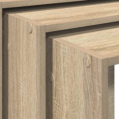 Tavolini Impilabili 3 pz Rovere Sonoma in Legno Multistrato