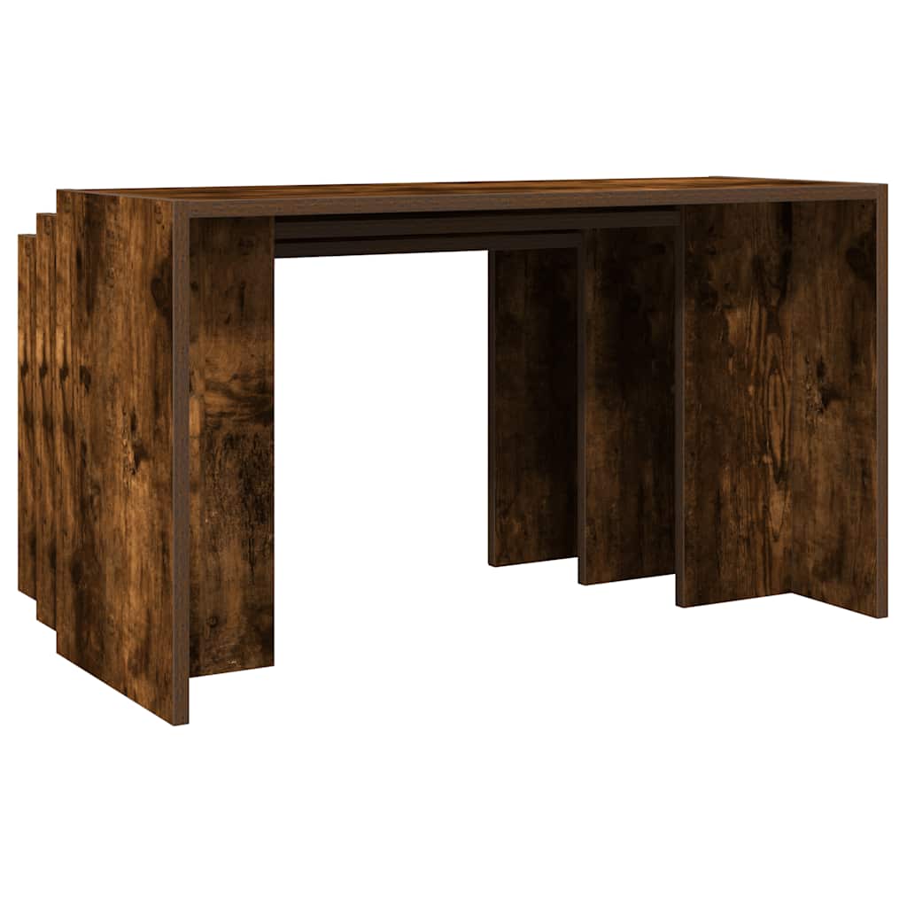Tavolini Impilabili 3 pz Rovere Fumo in Legno Multistrato | homemem39