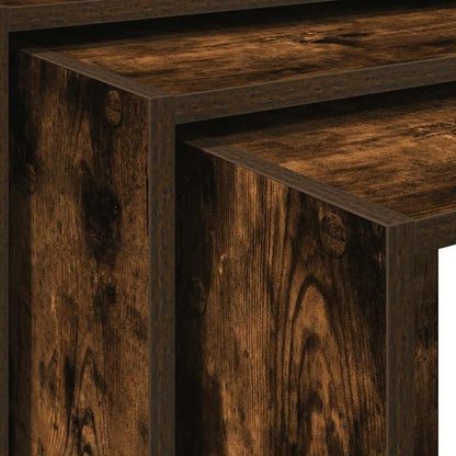 Tavolini Impilabili 3 pz Rovere Fumo in Legno Multistrato | homemem39