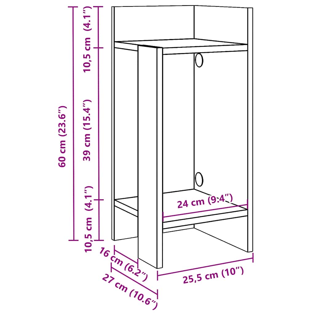 Tavolini Laterali 2pz con Ripiano Bianco 25,5x27x60 cm | homemem39