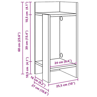 Tavolino Laterale con Ripiano Nero 25,5x27x60 cm | homemem39